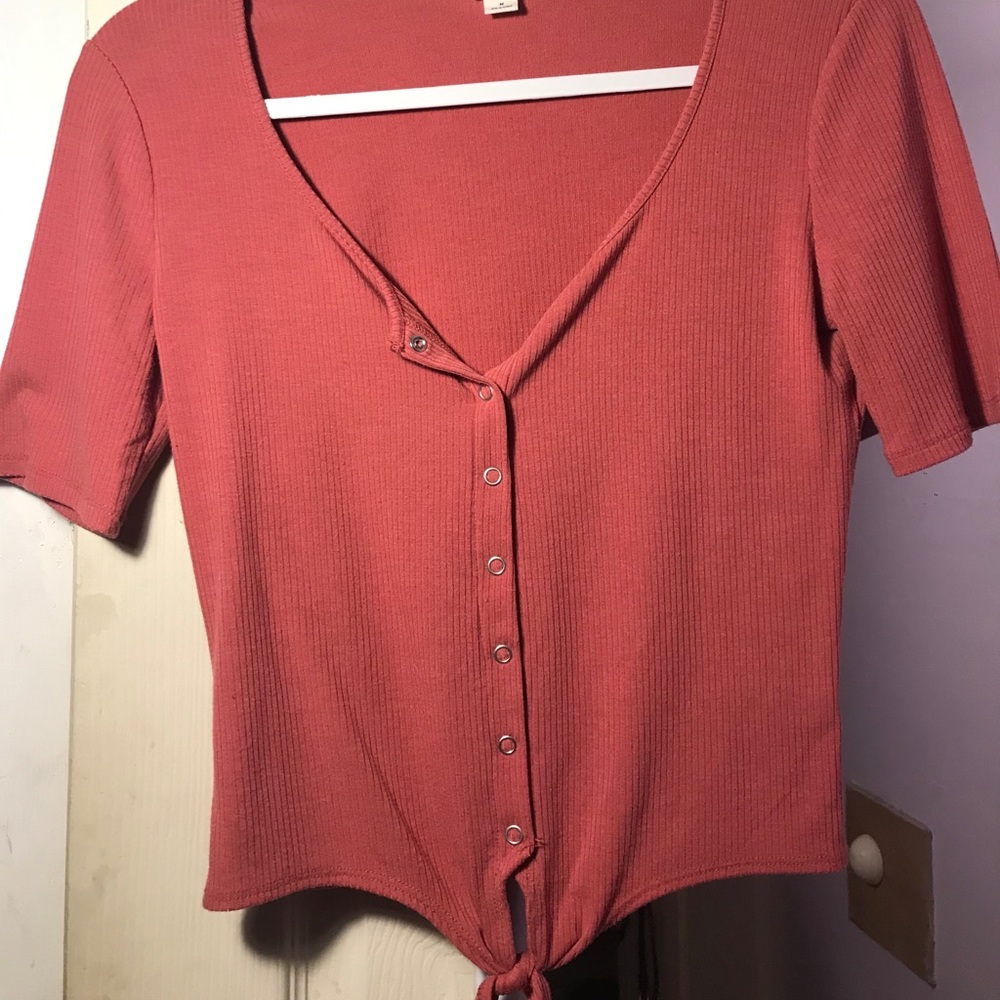 Aeropostale orange/red button down top